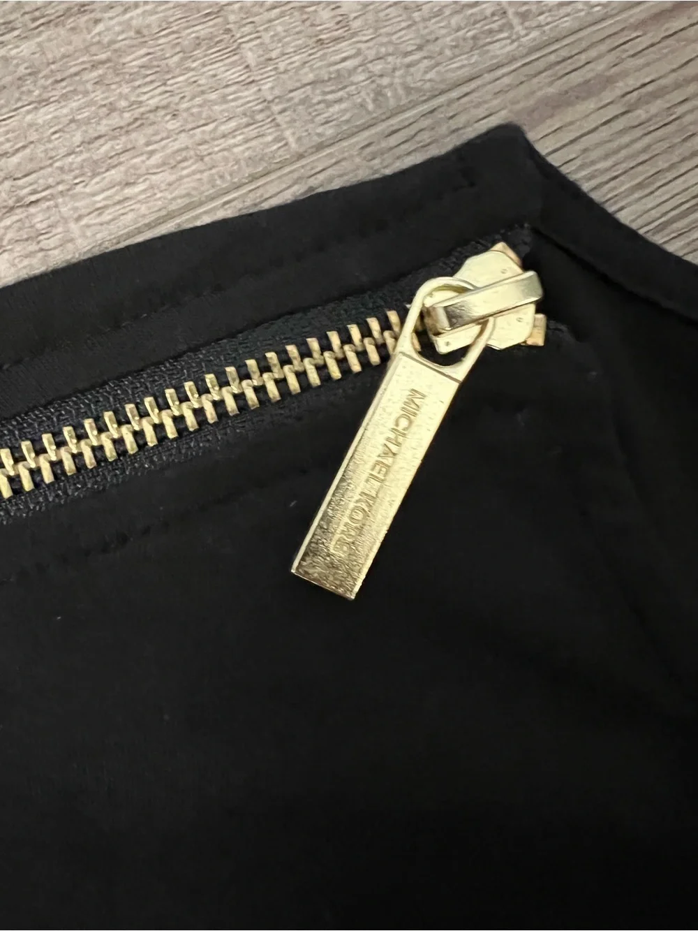 Michael Kors Black Sleeveless Top with Gold Zip Accents size L EUC